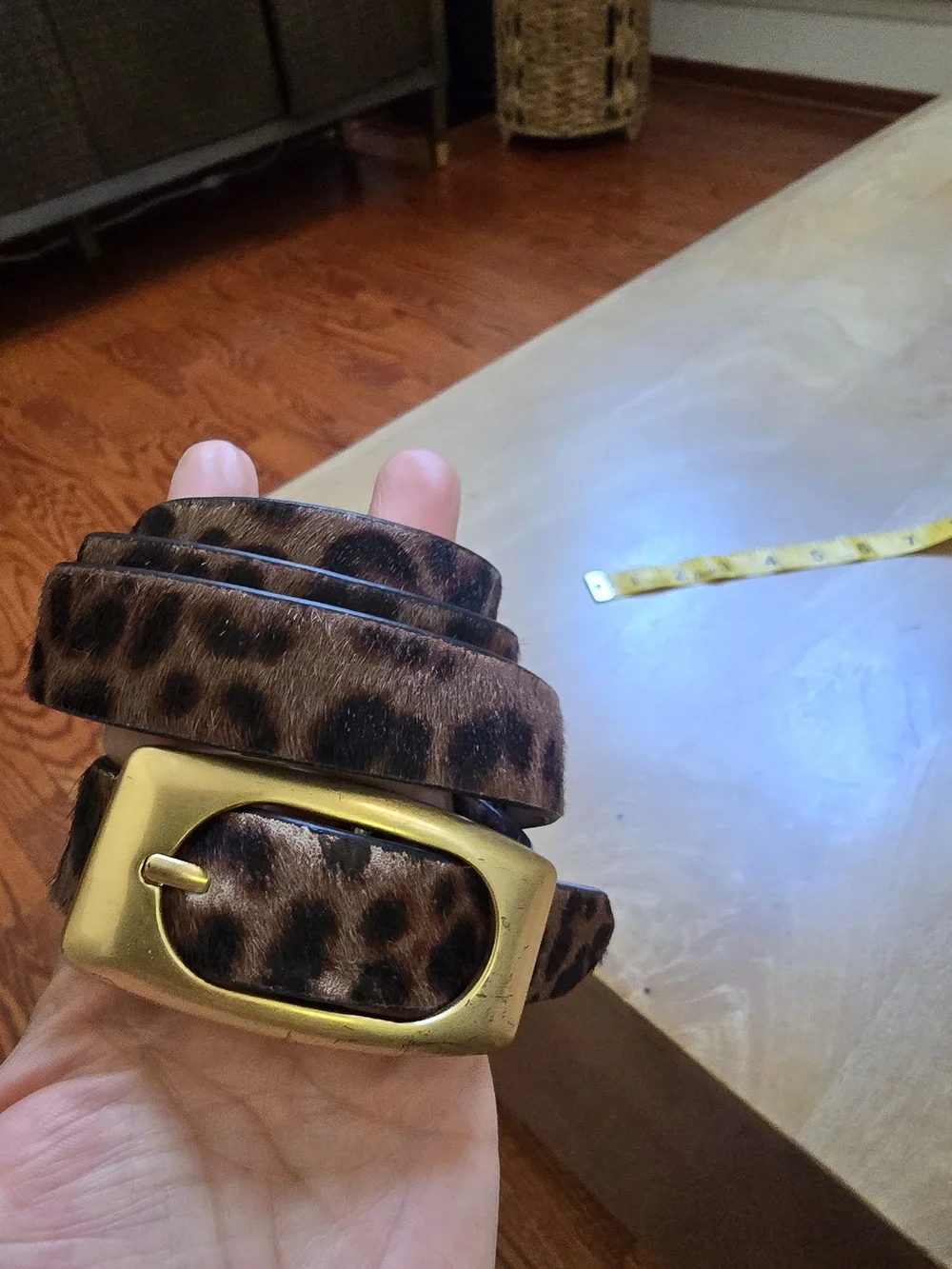 Rag & Bone Genuine Calf Hair Leopard Print Leather Belt Size Small